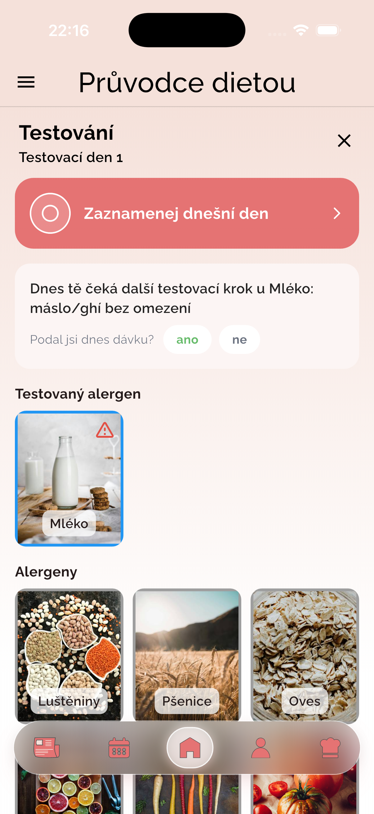 Testování alergenů krok za krokem v aplikaci Bejby bez alergií