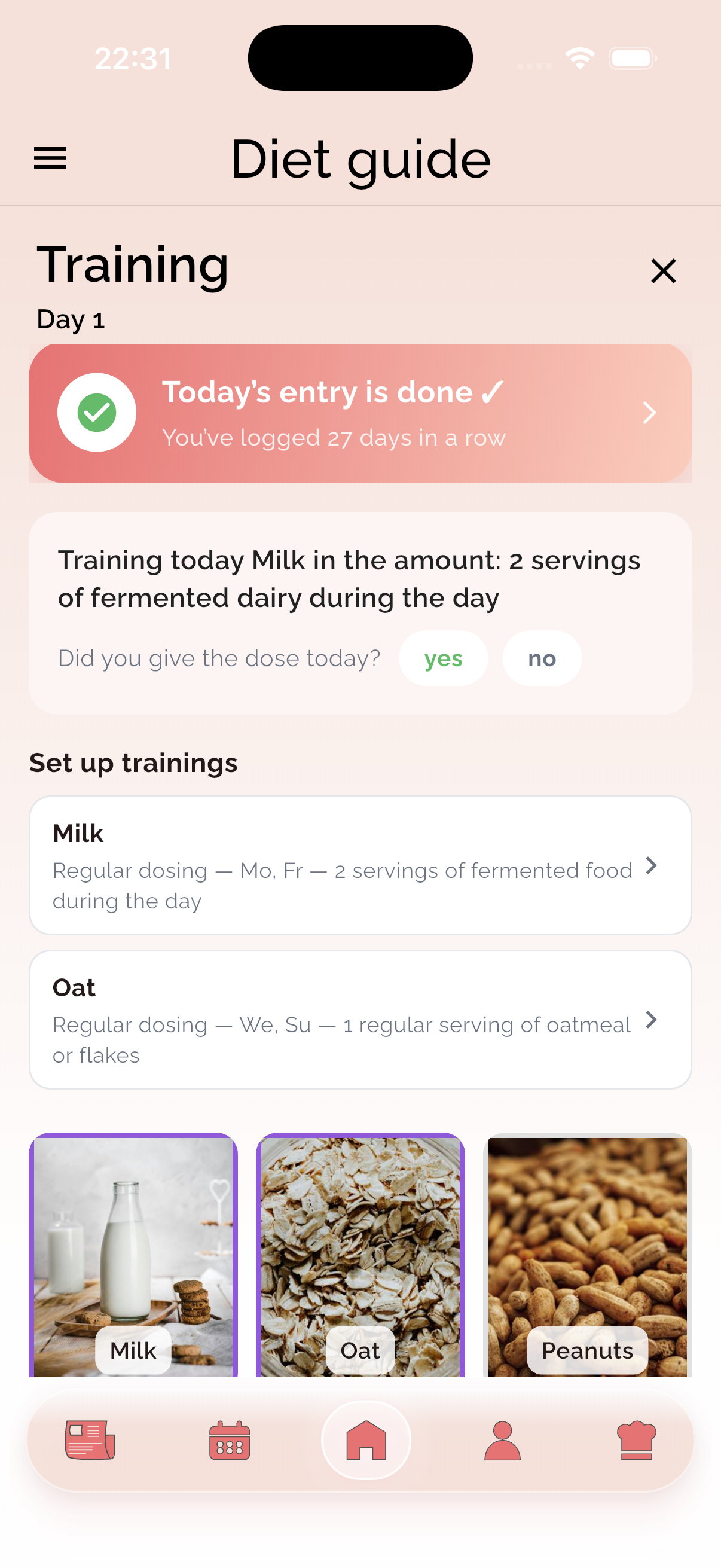 Allergen tolerance training with a daily dose in the Baby Without Allergies app